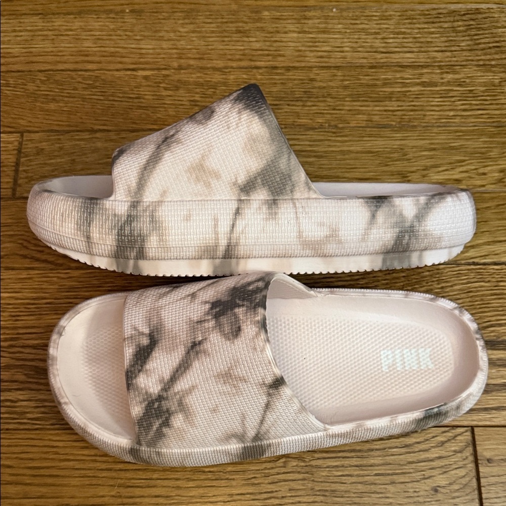 VS PINK Women's Marble Slippers - Pink and Brown tie dye - Picture 2 of 5